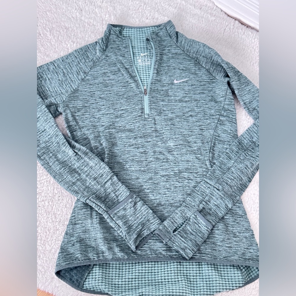 Nike dri-fit quarter zip shirt, green blue, XS